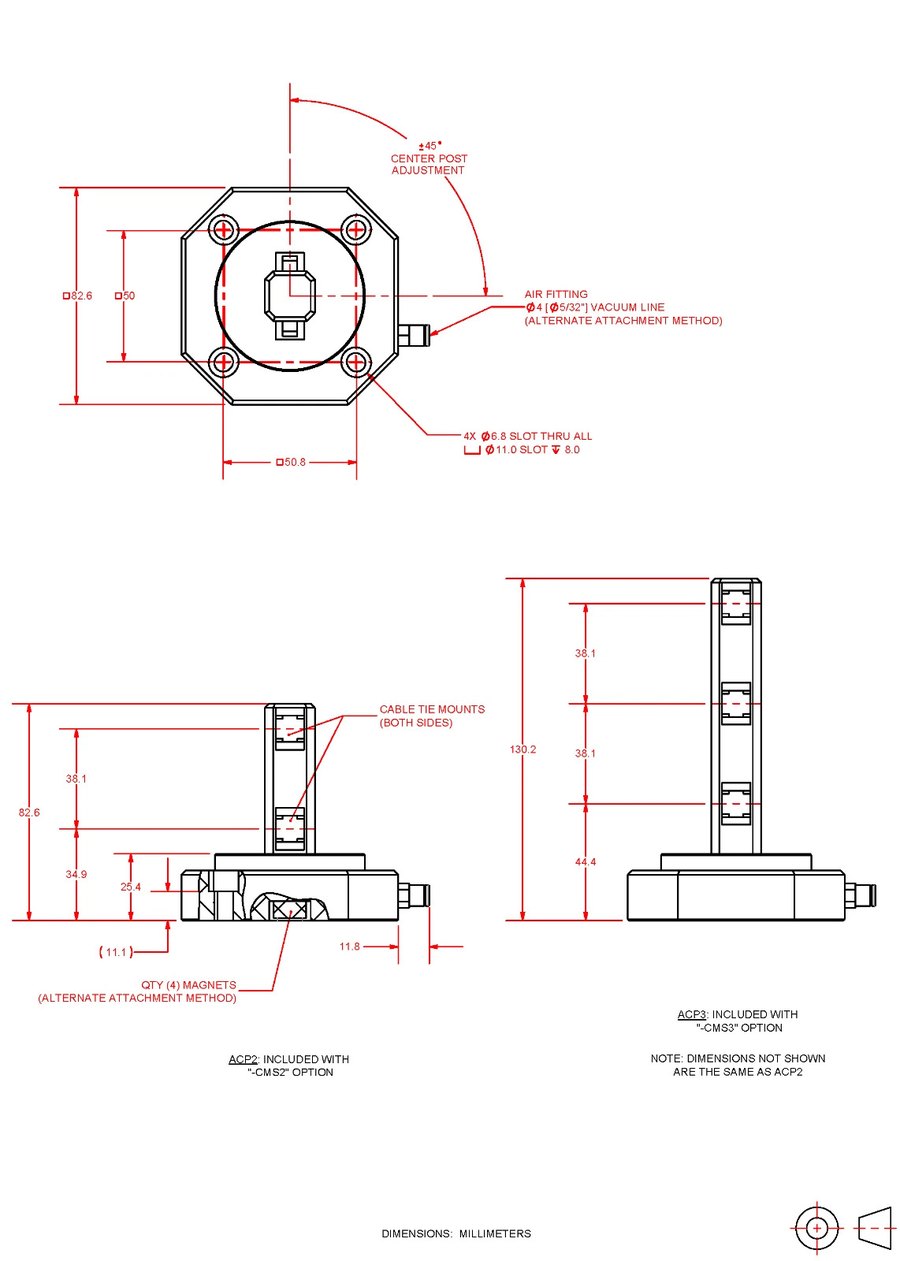 Aerotech ANT130-XY dimensional drawing, travel envelope and overall dimensions