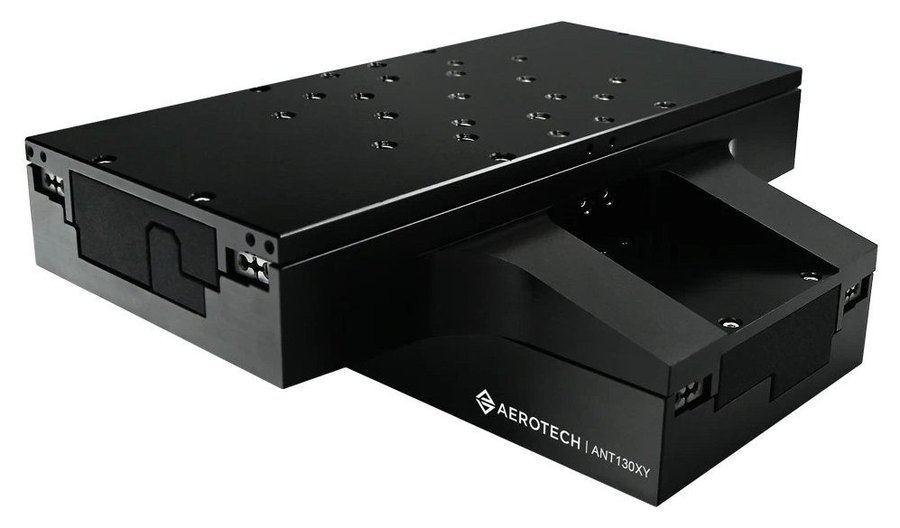Aerotech ANT130-XY two-axis nanopositioning stage, black anodised, on a white studio background