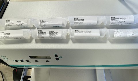Supplied consumables and labelled syringes for the Fritsch SM902 PRO