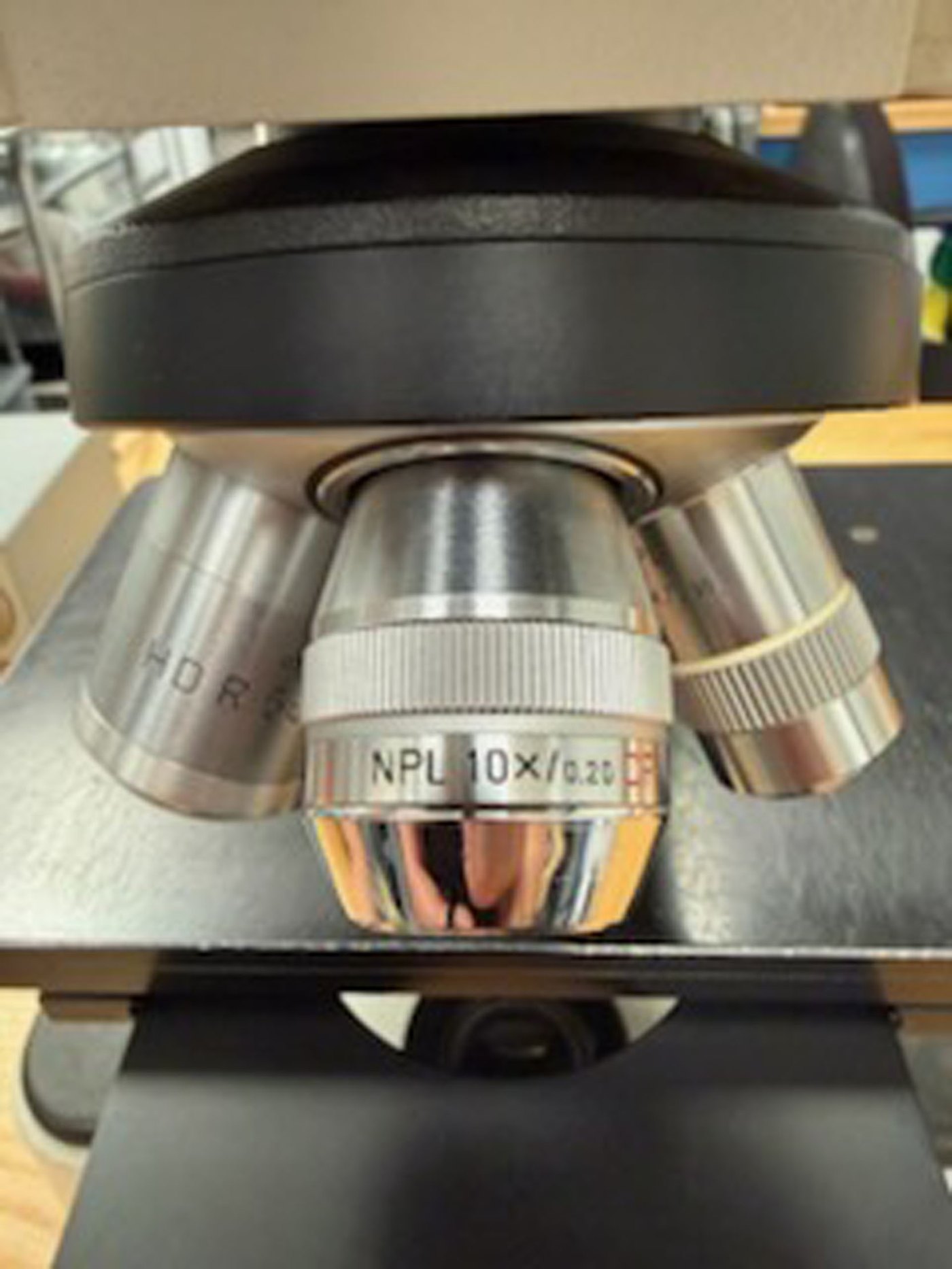 Four objective nosepiece with the NPL 10X objective in position